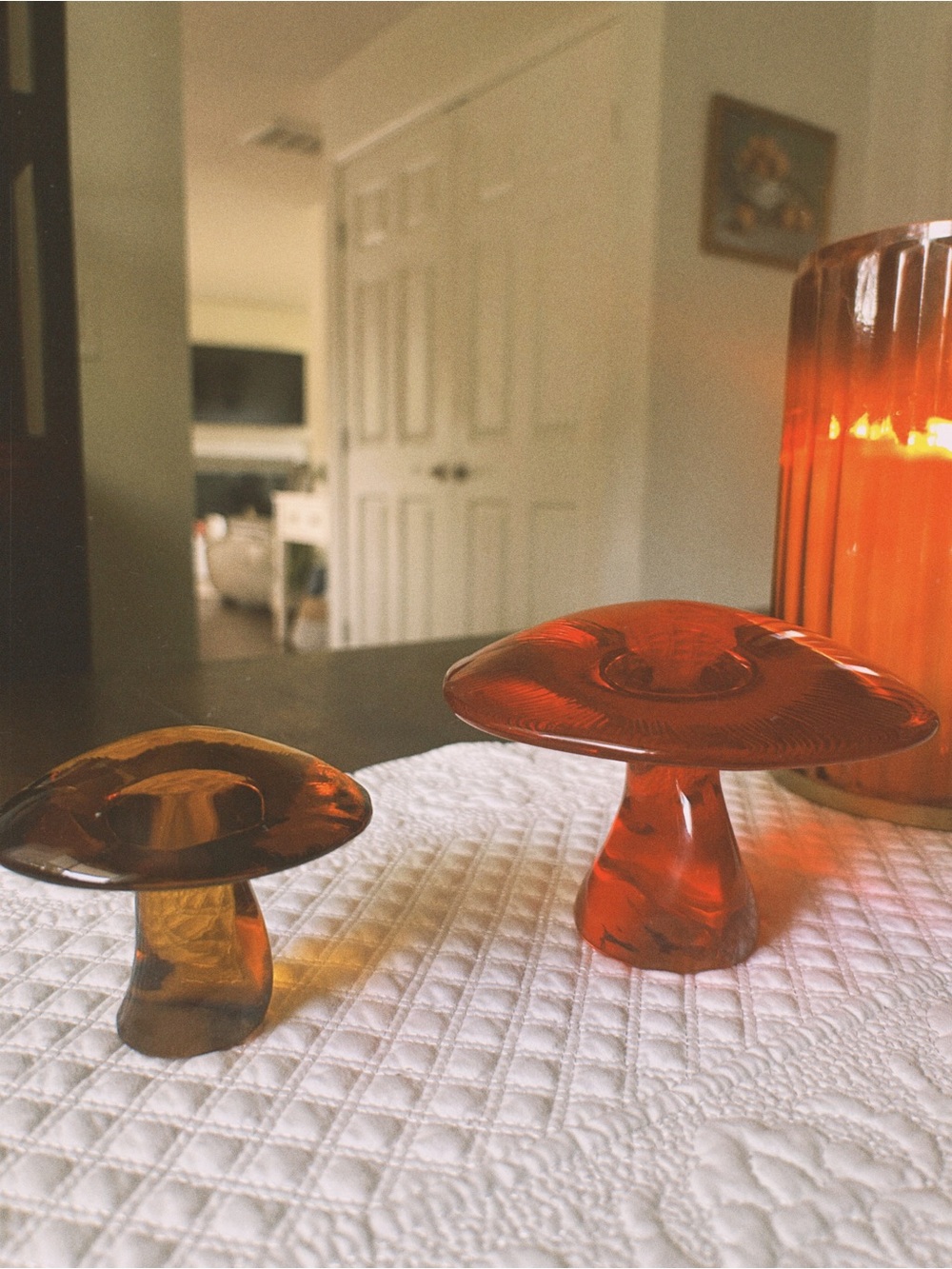 Vintage Amberina Art Glass Mushroom PapperweightMid-Century Modern Viking style - Picture 8 of 9